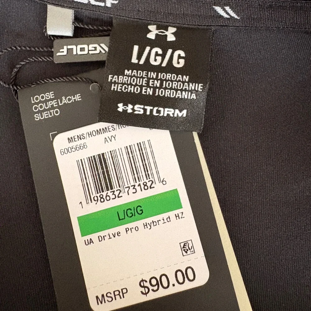 $90 NEW Under Armour Golf Mens L Drive Pro Hybrid HZ Storm  Pullover Black